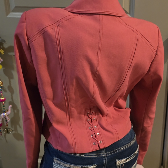 White House Black Market Pink Leather Jacket - Picture 4 of 6